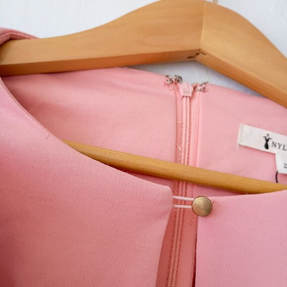 NYLON Ruffle Sleeve Peplum Top – Pink Keyhole Blouse | Size Small - Picture 9 of 9